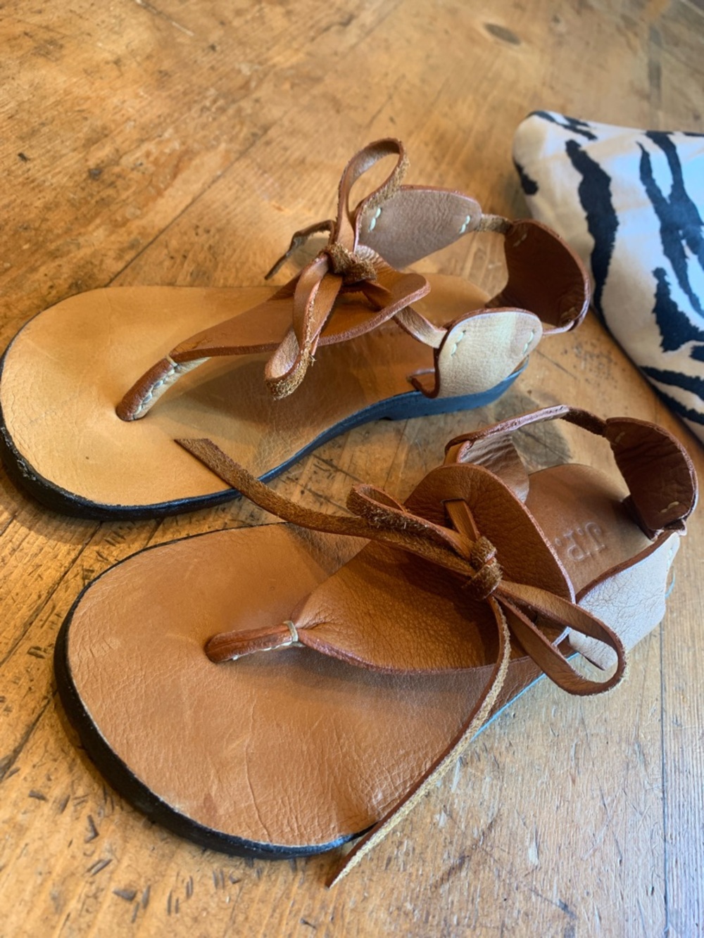 JP and Mattie Brown Leather Bow Thong Sandals - Women